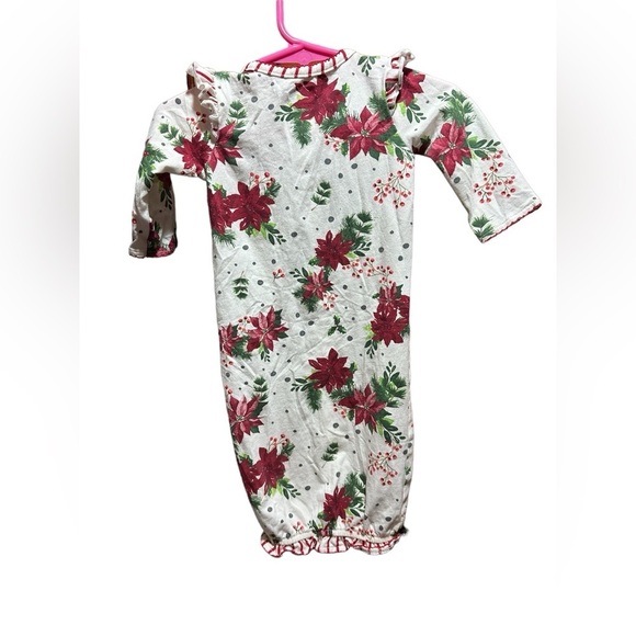Mud Pie Poinsettia and Striped Gown with head band size 0-3 months Festive - Picture 4 of 6